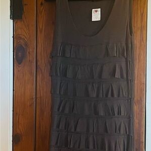 AUW Brown Sleeveless Ruffle Dress